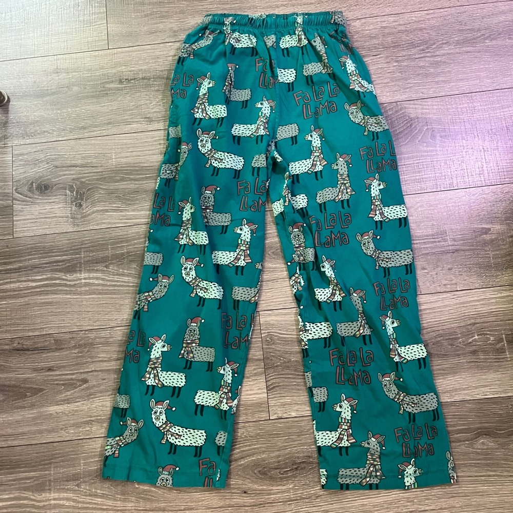 Lazy One Fa La La Llama Pajama Pants Teal Green Cotton Christmas Holiday XS - Picture 2 of 7